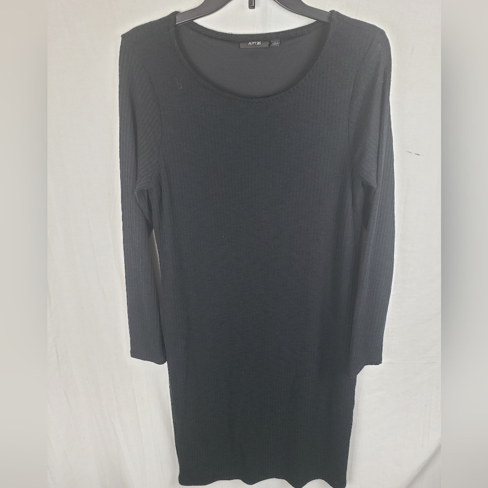 Apt.9 Black Women’s Ribbed Long Sleeve Dress Sz L